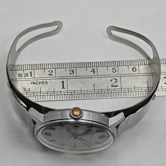 Timex Viscount 1971 Silver Date Watch Self Winding Retro Don Juan By Flatau Cuff - Picture 10 of 11